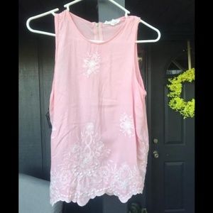 Pink Embroidered Sleveless Blouse